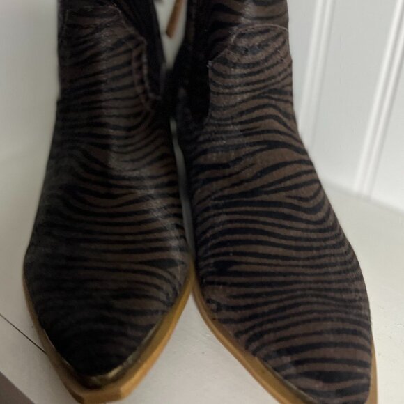 Dingo Hairy Up Genuine Calf Hair Western Boot Brown Zebra size 8 - Picture 1 of 8